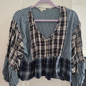 American Eagle Outfitters Flowy Boho Cropped Blouse